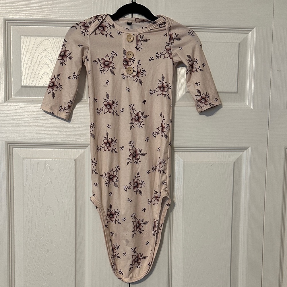 Floral Long Sleeve Baby Nightgown